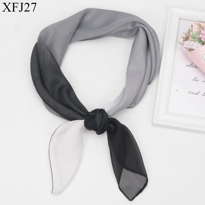 New Fashion Scarf Spring, Summer, Autumn and Winter Gradient Small Square Towel Lightweight Gauze Kerchief Women's Group Dance Scarf