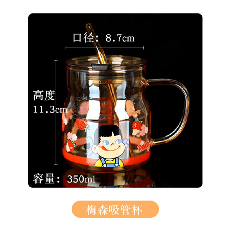 Wholesale Mason Glass Straw with Lid Ins Mason Cup Milky Tea Cup Household Large Capacity Cup with Straw Cool Drinks Cup