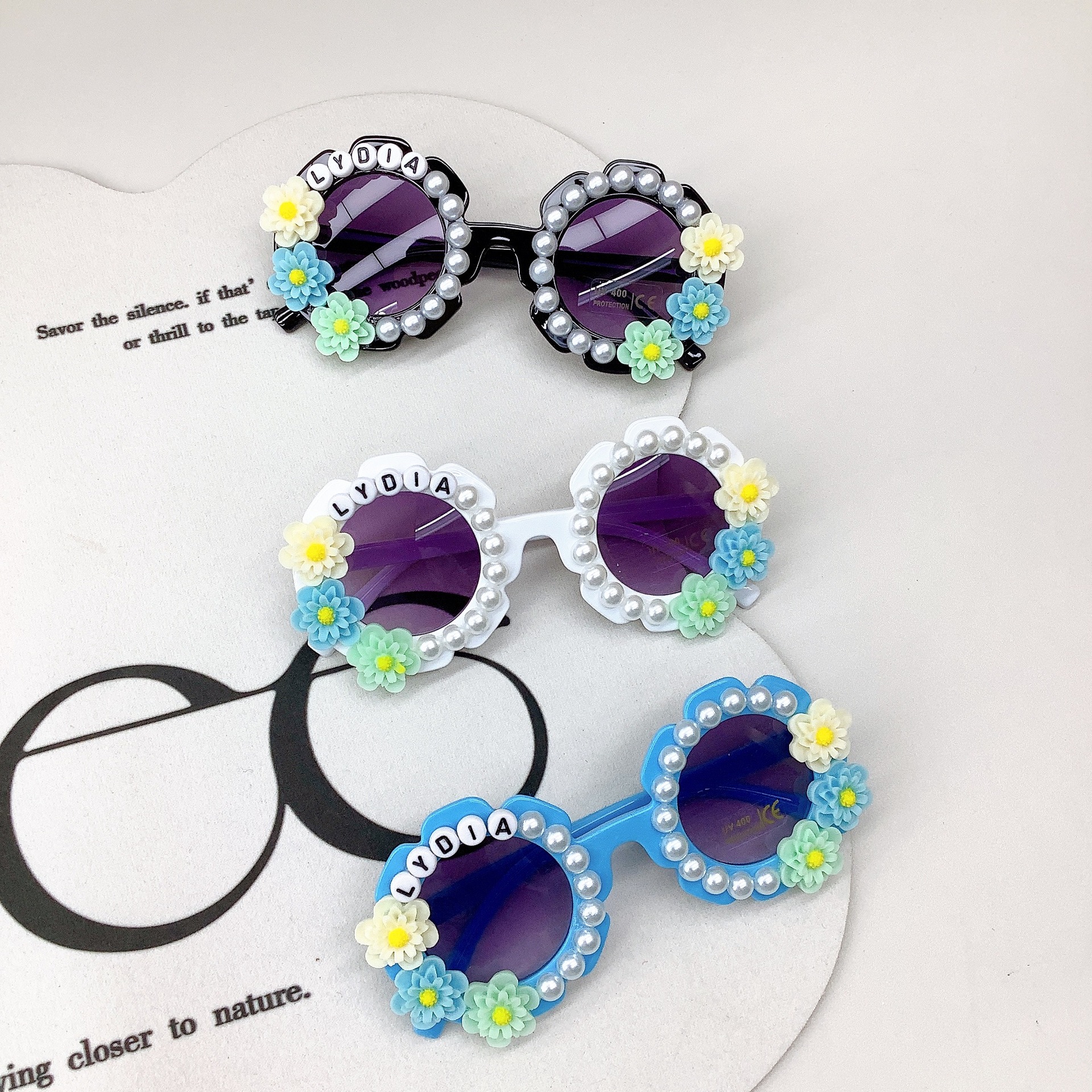 New Fashion Kids Sunglasses Diy Cute Personality Flower Baby Sunglasses Sunglasses Boys and Girls Glasses Tide