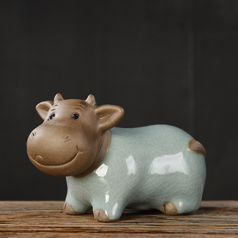 陶瓷牛摆件招财可爱萌牛电视柜桌面家居装饰品生日礼物十二生肖牛