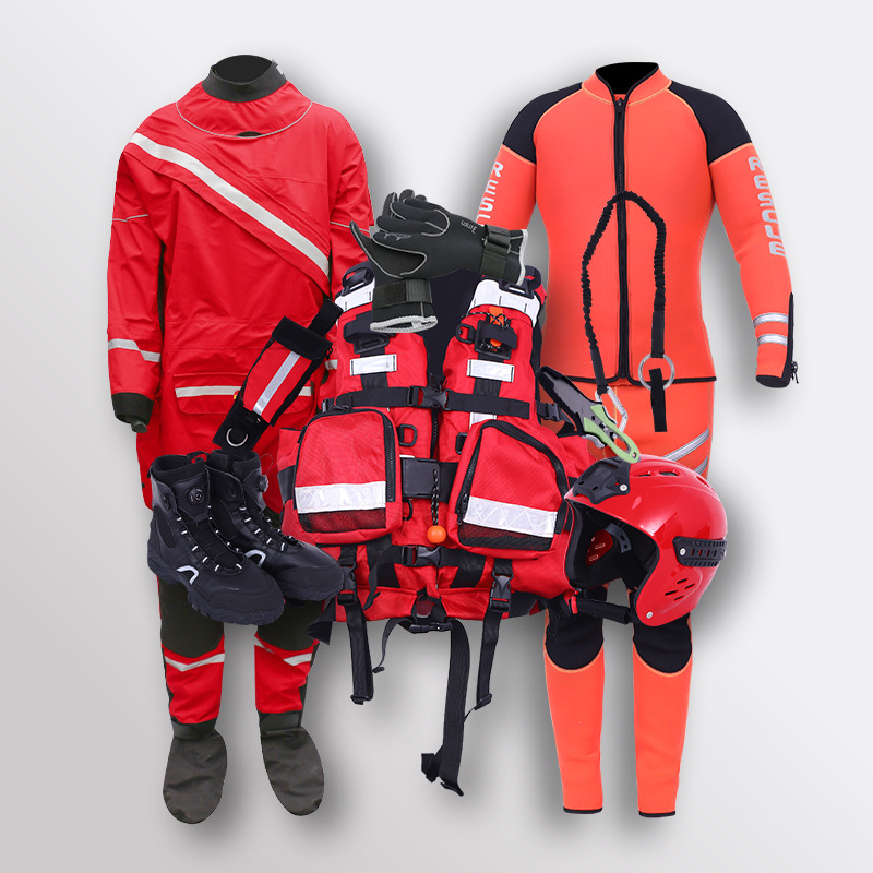 厂家供应水域救援装备套装干式湿式救援服激流救生衣靴手套头盔刀