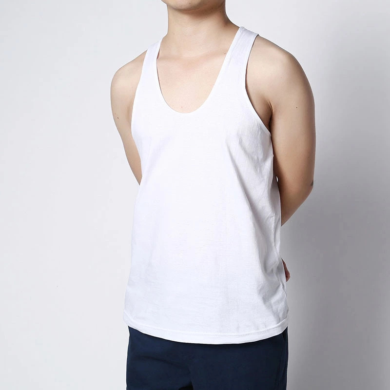 白色纯棉背心男装夏季新款男士纯色背心工字背心男式中老年男背心