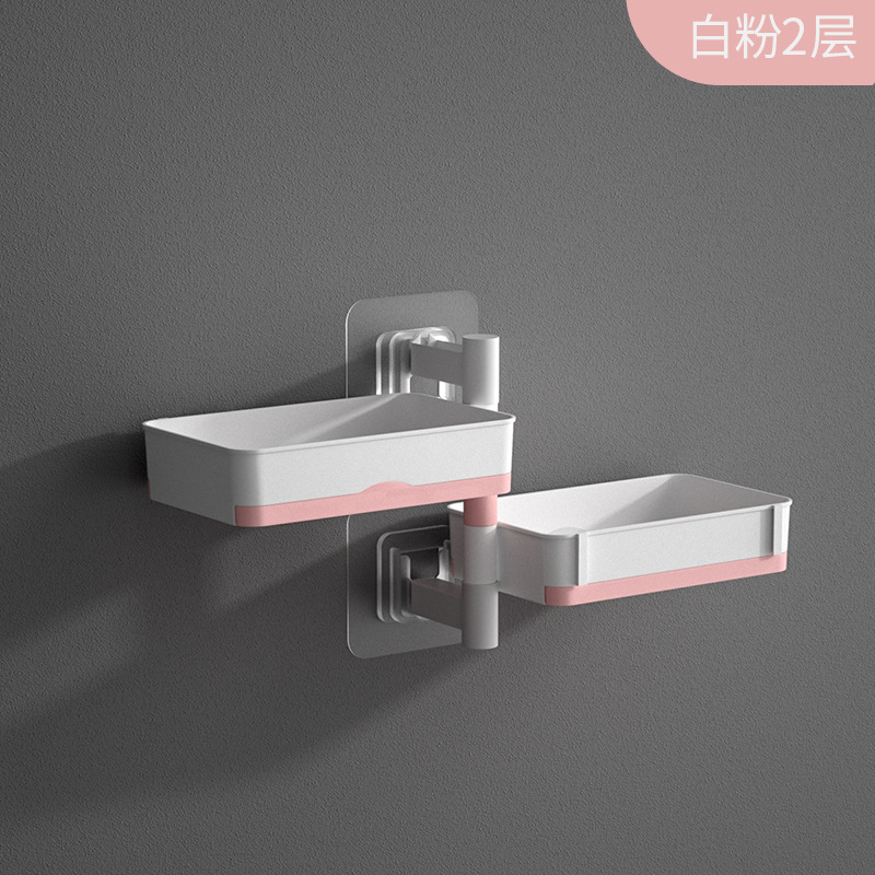 Creative Wall-Mounted Punch-Free Rotating Toilet Home Bathroom Double Layer Drain Soap Box Processable Customization