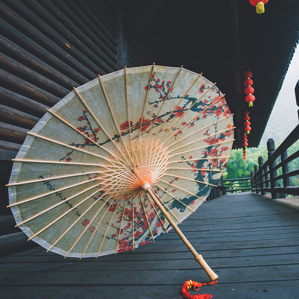 梅兰竹菊油纸伞防雨防晒实用古风伞女男雨伞古典风绸布装饰吊顶伞