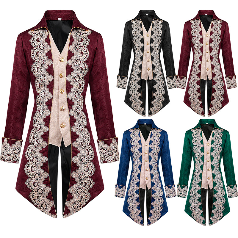 漫衣尚男式蒸汽朋克中世纪夹克哥特式维多利亚时代弗罗克外套制服
