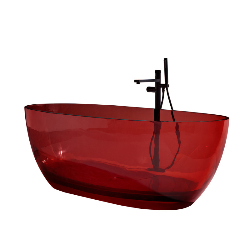 透明浴缸无缝一体家用成人独立式树脂浴缸