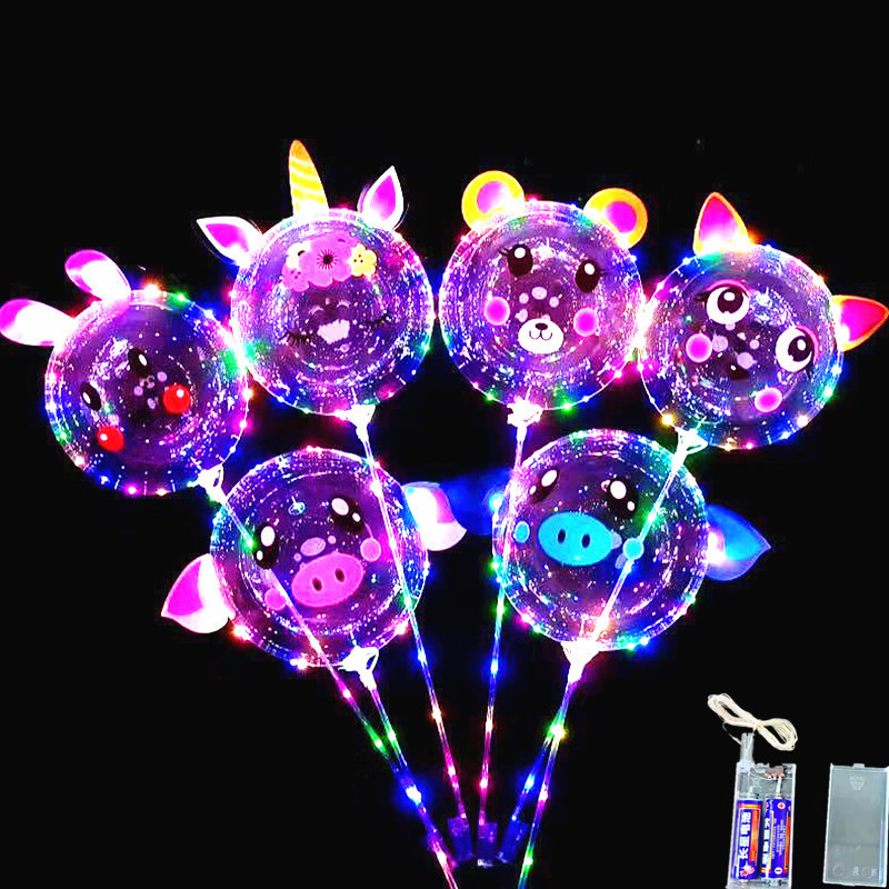 20-Inch Internet Celebrity Bounce Ball Wholesale Stall Children's Cartoon Balloon Rose Balloon Luminous Night Market Stall