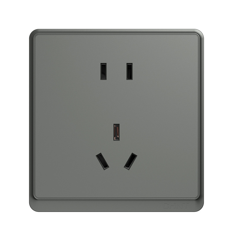 正泰幻影灰开关插座面板家用86型太空银灰色6m暗装墙壁插家装批发