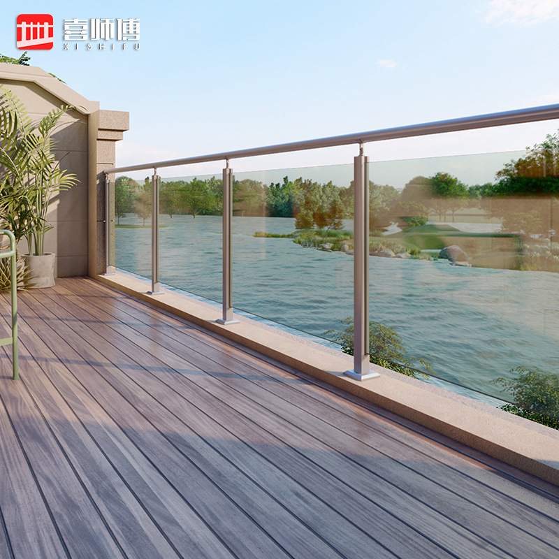 不锈钢户外阳台玻璃护栏 304现代简约家装室内外楼梯扶手栏杆立柱