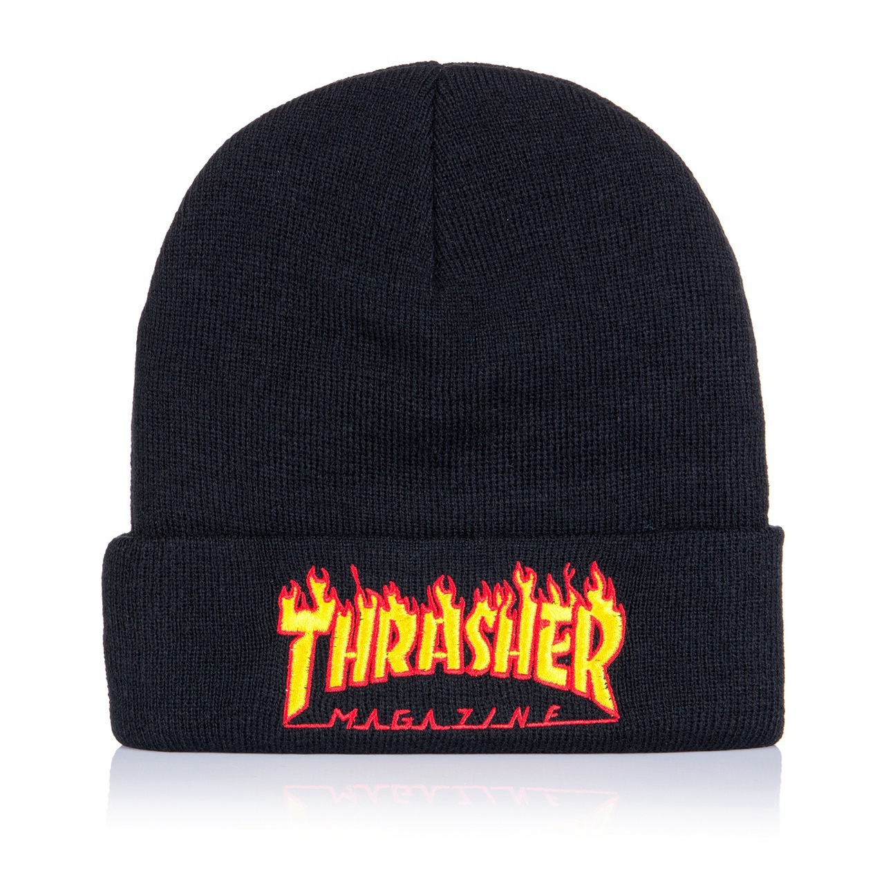 Thrashe Flame Three-Dimensional Embroidery Knitted Hat Men's and Women's Outdoor Cold-Resistant Woolen Cap Autumn and Winter Skateboard Sports Cap