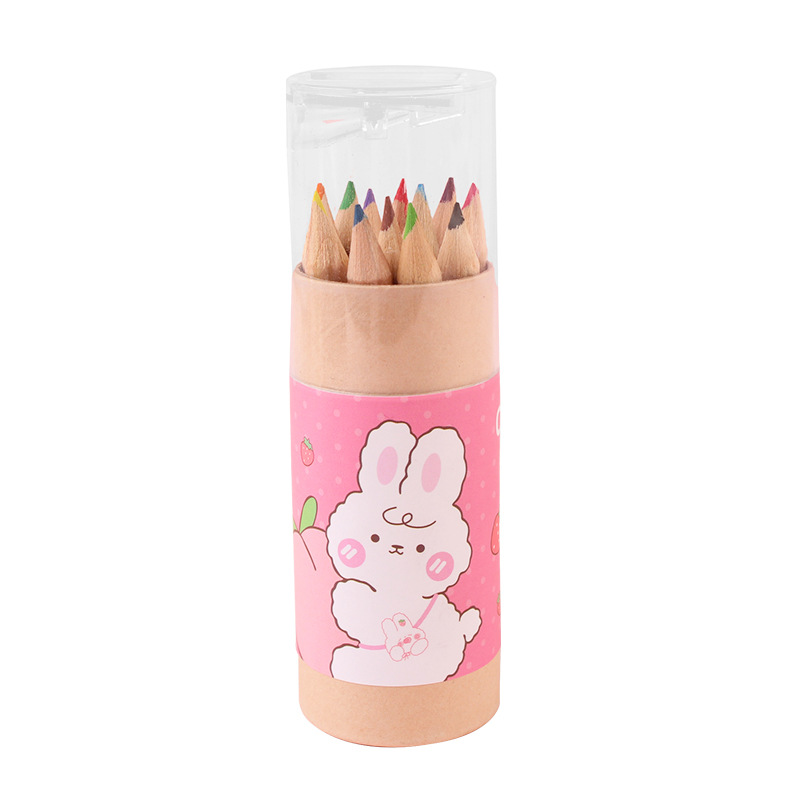 12-Color Barrel Color Lead Children's Painting Graffiti Color Pencil Color Lead Primary School Student School Supplies Kindergarten Art Training Pencil