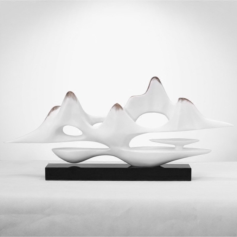 批发现代新中式云山假山雕塑摆件样板房软装饰品客厅玄关桌艺术品