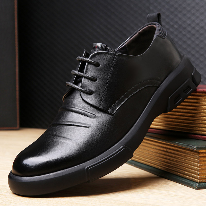 皮鞋男士牛皮商务休闲男鞋秋季新款上班舒适百搭休闲单鞋一件代发
