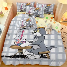 YW卡通动漫猫和老鼠纯棉床上用品四件套学生宿舍卧室儿童房舒适多