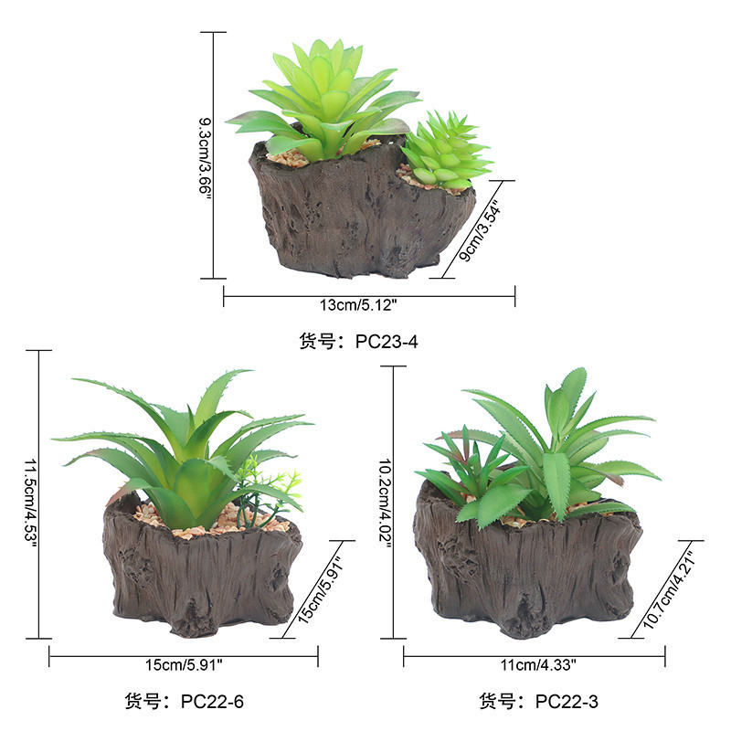 New Creative Artificial Succulent Tree Root Plant Pot Artificial Flower Succulent Bonsai Set Living Room Decoration Micro Landscape