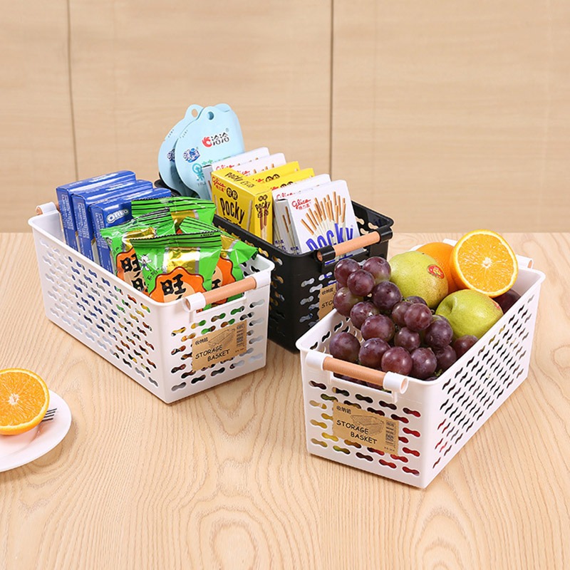 Japanese-Style Plastic Hollow Storage Basket Sundries Storage Basket Bathroom Desktop Cosmetics Basket Kitchen Storage Box