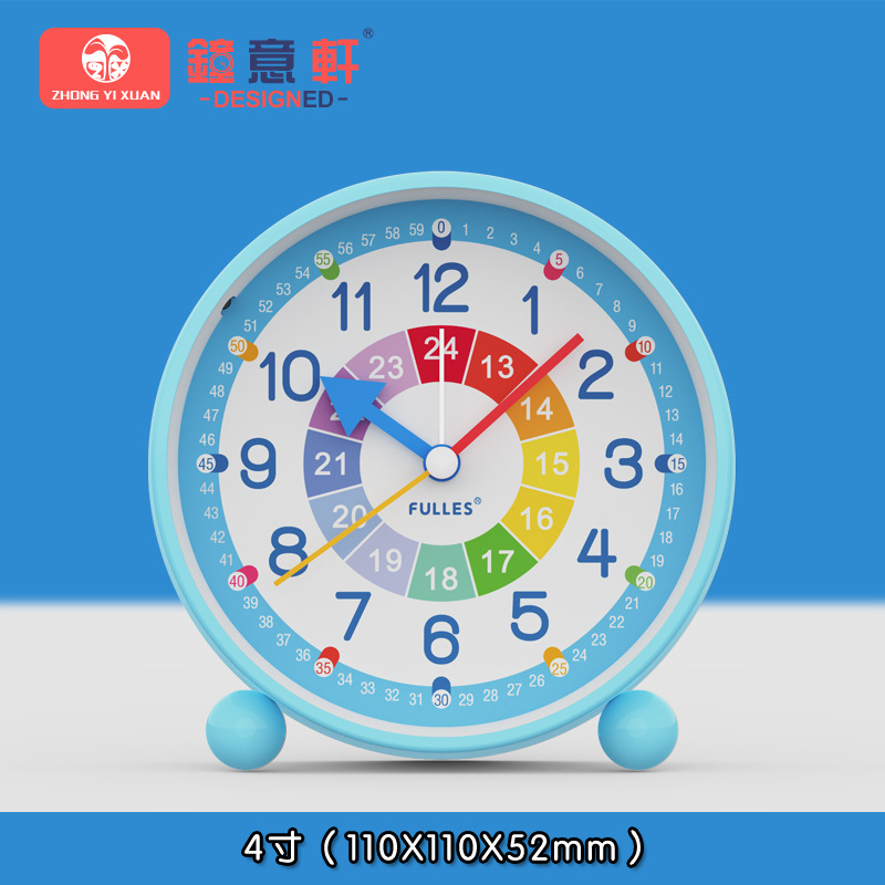 4-Inch Children's Early Education Little Alarm Clock Creative Cartoon Student Learning Noiseless Clock Desktop Boys and Girls Clock