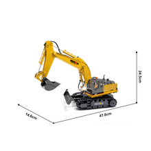 跨境全新升级汇纳挖掘机玩具电动无线遥控挖土机工程车模型1531