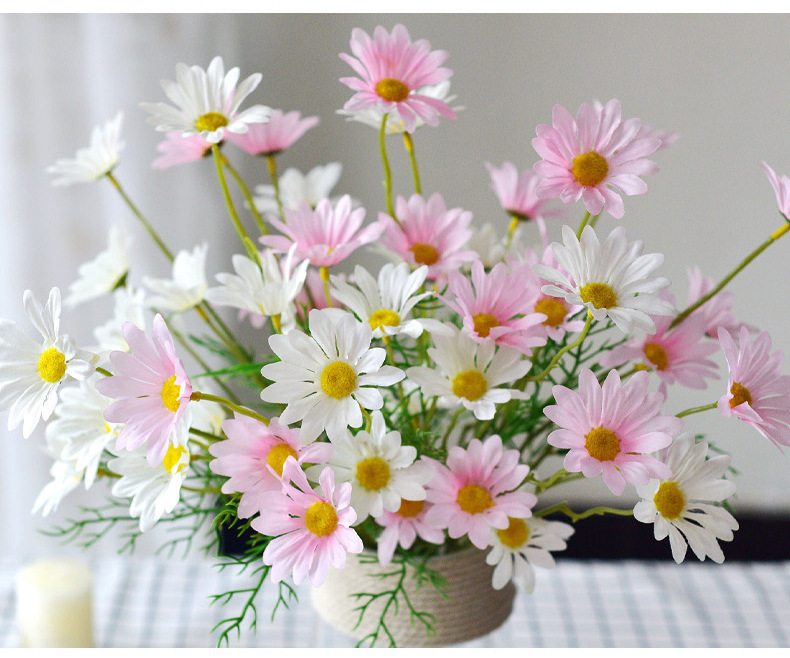 小雏菊仿真花5头荷兰菊家居餐桌洋甘菊户外野餐ins风小雏菊假花