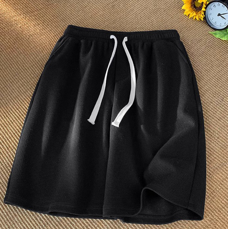 Casual Shorts Men's Summer Thin Waffle Drawstring Fashion Brand Popular Large Size Loose Sports Shorts