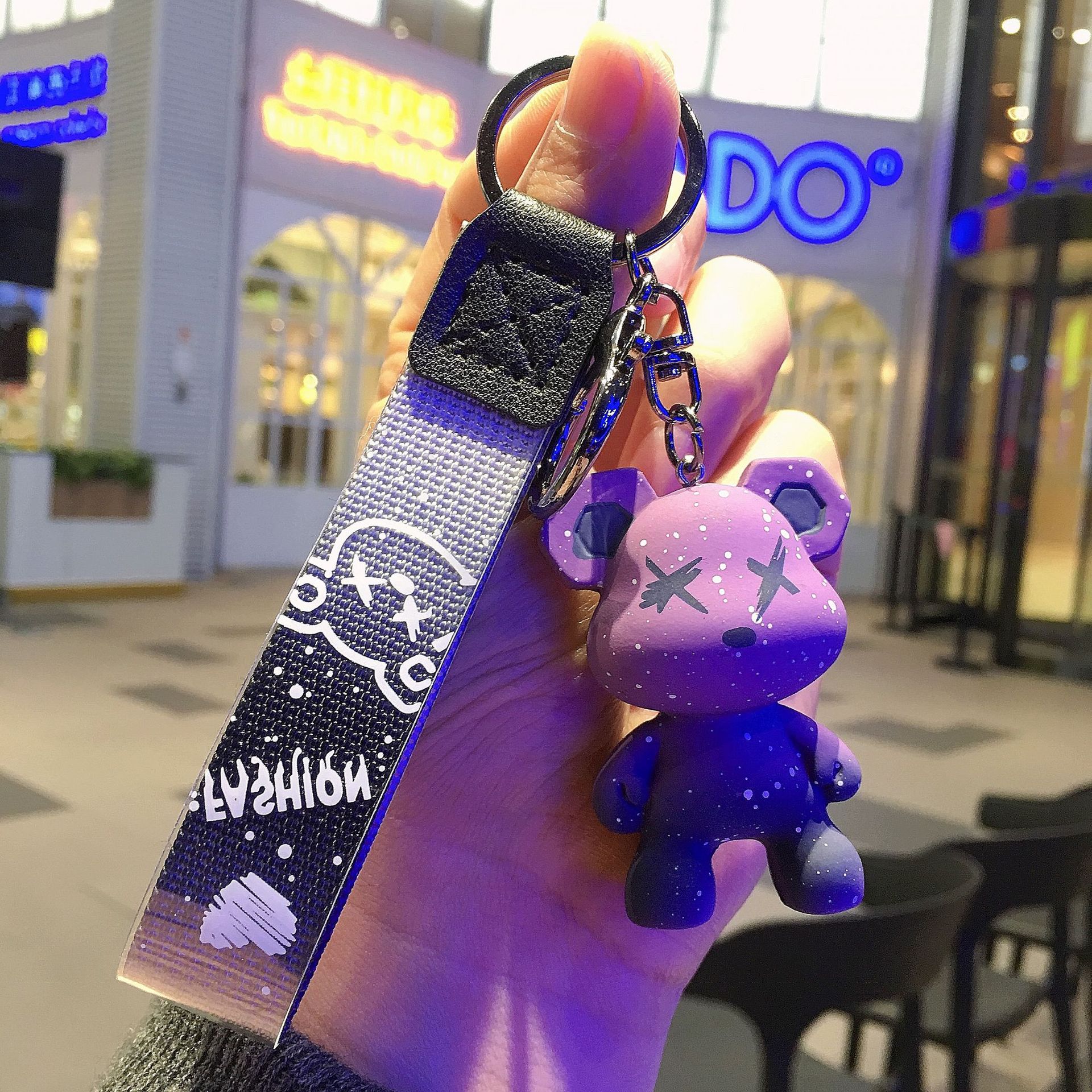 Popular Colorful Acrylic Gradient Bear Personalized Keychain Creative Cartoon Three-Dimensional Student Couple Bags Small Ornaments