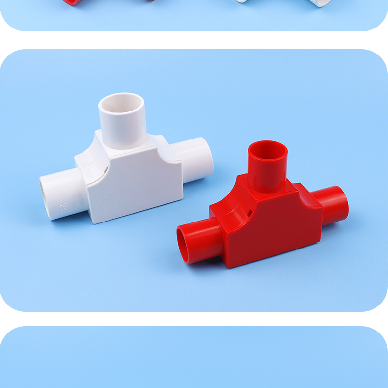 弯头翻盖盒电工穿线管配件t型三角接头分线司令盒pvc带盖线管三通