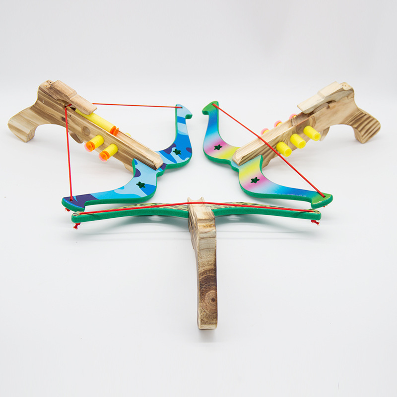 Wooden Horn Crossbow Colorful Crossbow Soft Bullet Shooting Children's Shooting Crossbow Toy Stall Toy Small Horn Crossbow