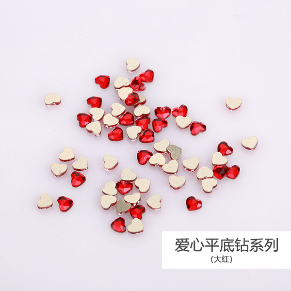 Factory Store Peach Heart Flat Shaped Manicure Jewelry Color Simple Mini Bottoming Drill Glass Nail DIY Stick-on Crystals