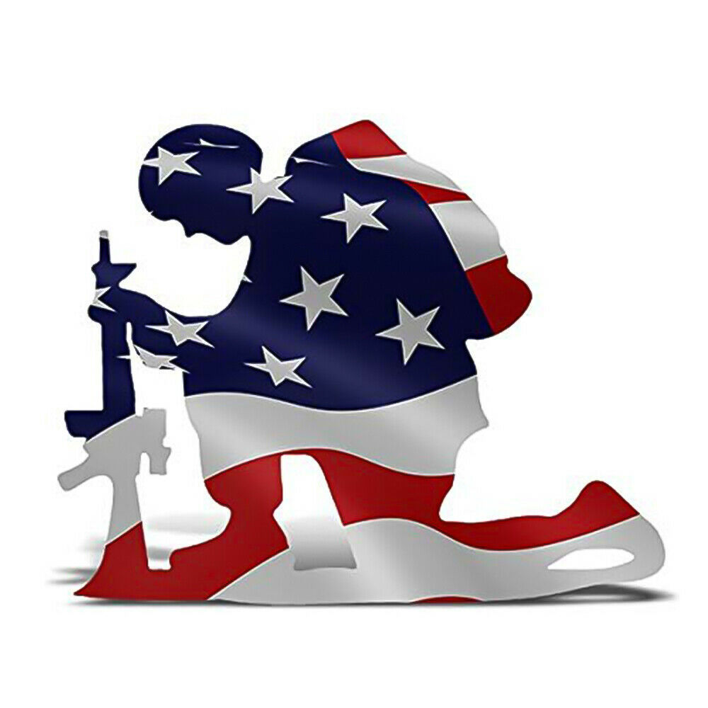 跨境新品创意户外园林布置美国国旗跪士兵风化国旗艺术花园装饰