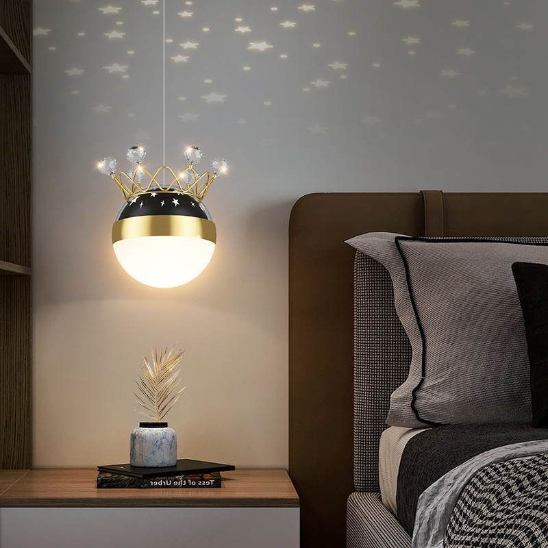 LED卧室床头吊灯北欧书房房间创意长线吊灯可调节圆形过道灯批发