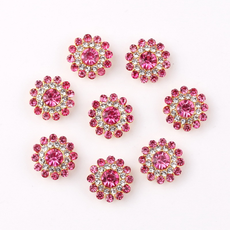 14mm Double-Layer Flower SUNFLOWER Diamond Flower Heart Flower Rhinestone Hand Sewing Button Diamond DIY Wedding Accessories Decorative Accessories