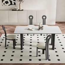 中古风实木餐桌椅2024新款客厅美式法式奶油系北欧复古岩板白蜡木