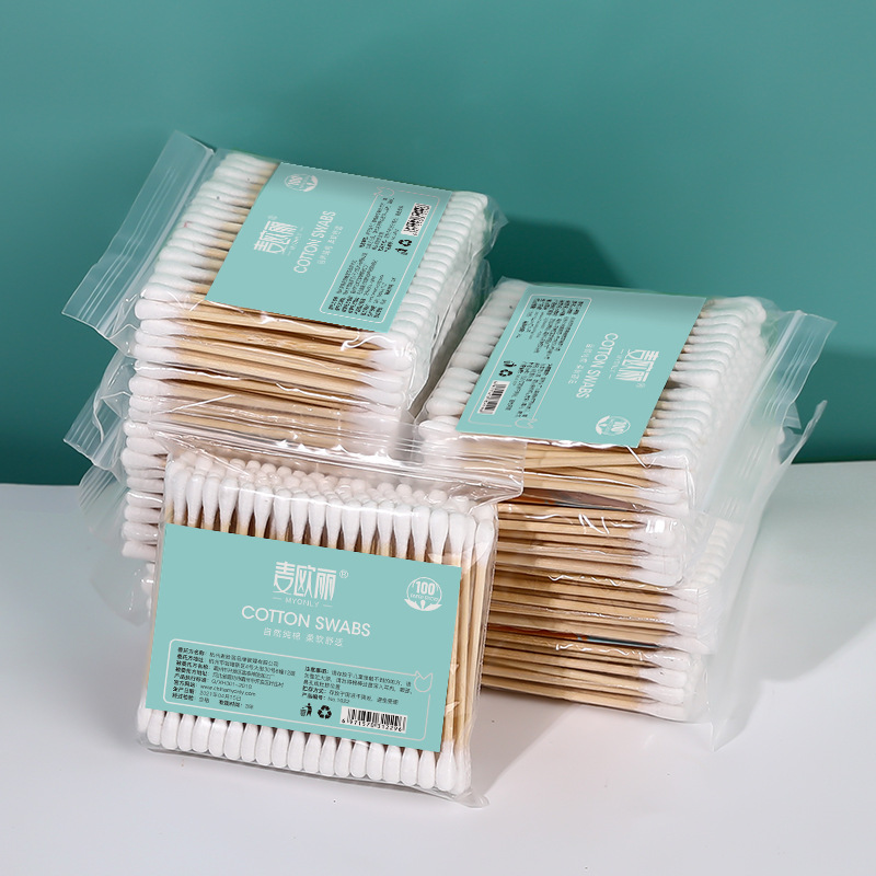 MY ONLY 100 Bagged Cotton Swabs Disposable Double-Headed Sanitary Cleaning Cotton Swab Makeup Ear Picking Spot Delivery