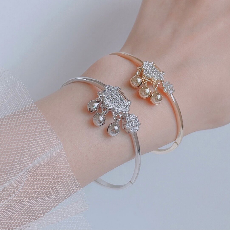 中国风平安如意锁银色手镯网红同款轻奢手环女同心锁节日手环批发