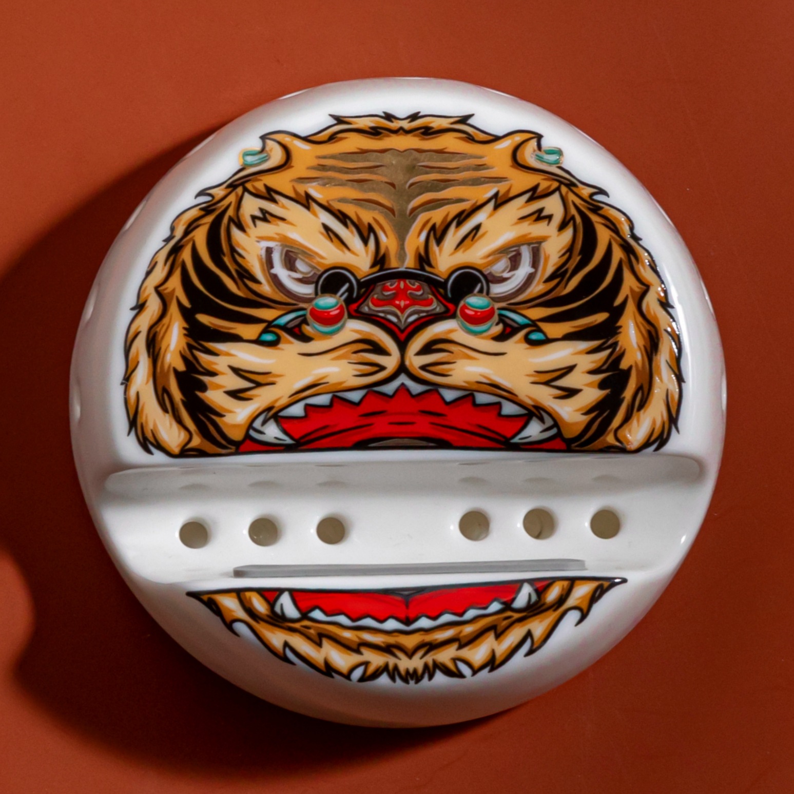 头虎文创老虎年手机支架配件陶瓷扩音器国潮茶宠桌面车载摆件礼品