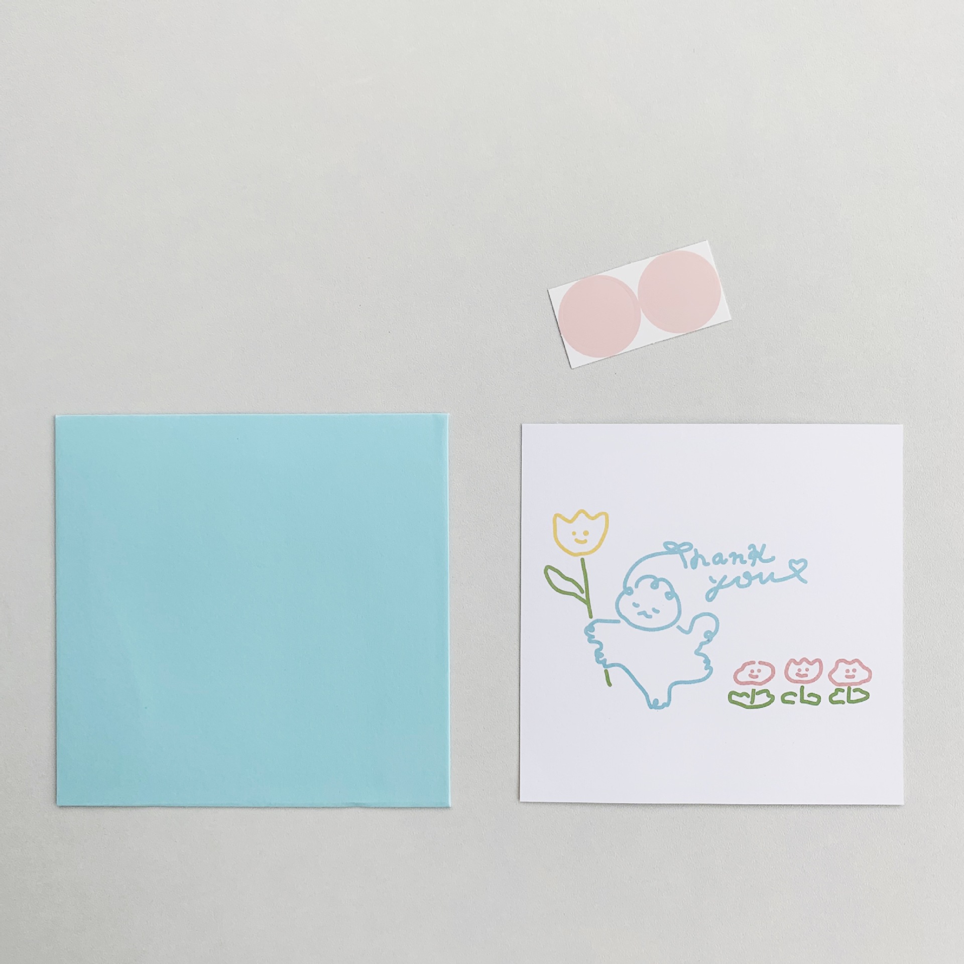 ins风手绘猫咪郁金香卡片明信片信封套装表白情书生日祝福小清新