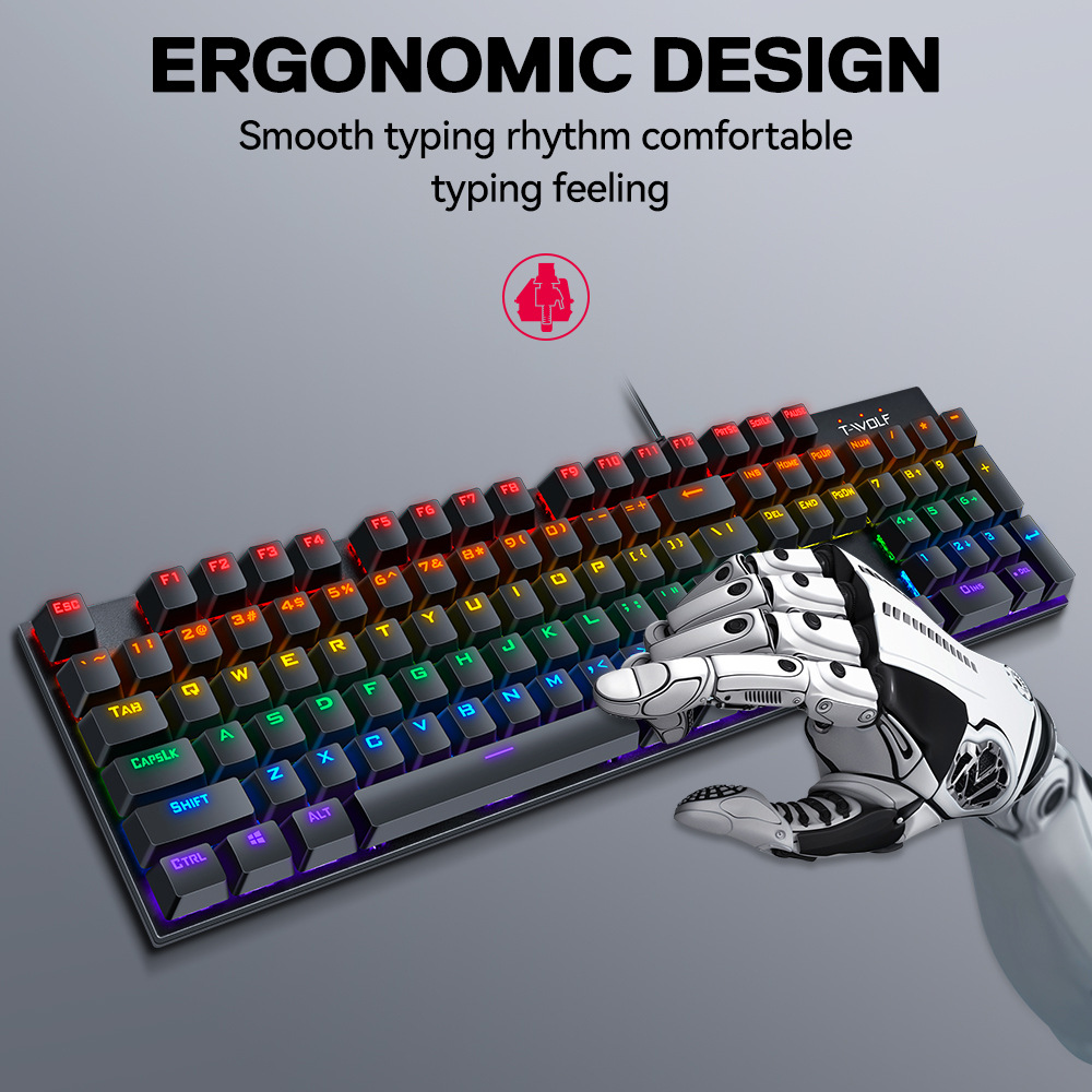 Cross-Border Lei Lang T75 Real Mechanical Keyboard Wired Computer Luminous E-Sports Games Retro Punk round Keyboard Wholesale