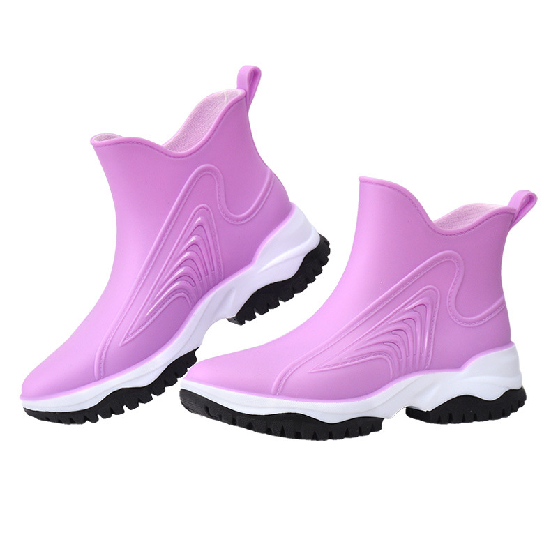 New Fashion Sports Style Women's Rain Boots Non-Slip Thickened Kitchen Work Short Tube Female Rain Shoes