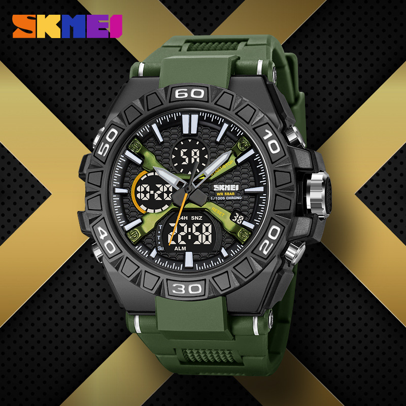 skmei时刻美经典硬汉男士户外运动电子表多功能双显防水学生手表