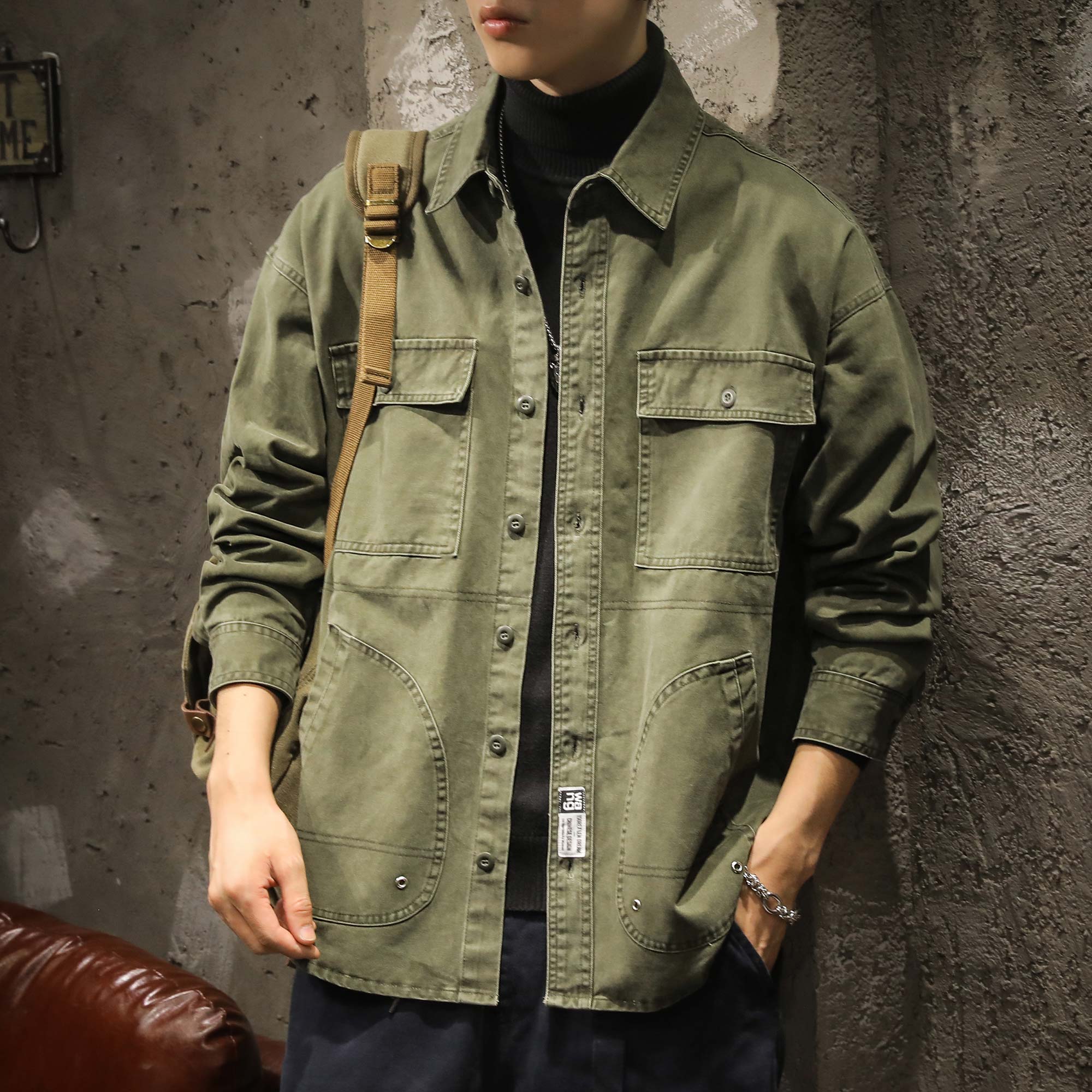 山系雅痞感工装夹克男春秋款美式重磅ins潮流猎装外套男春季