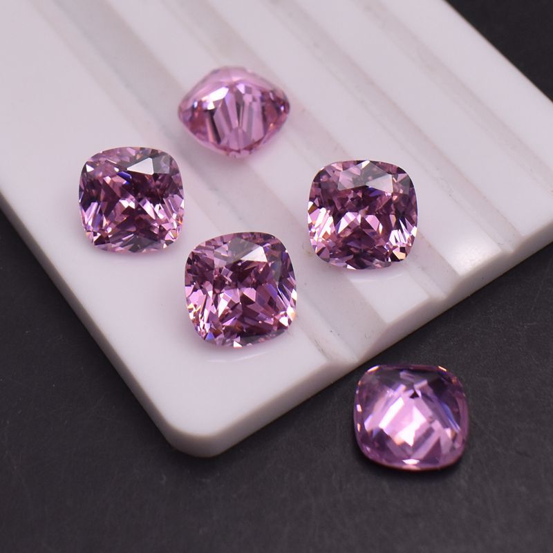 粉红枕形宝石裸石 粉色锆石批发 diy首饰粉红钻 肥正方宝石