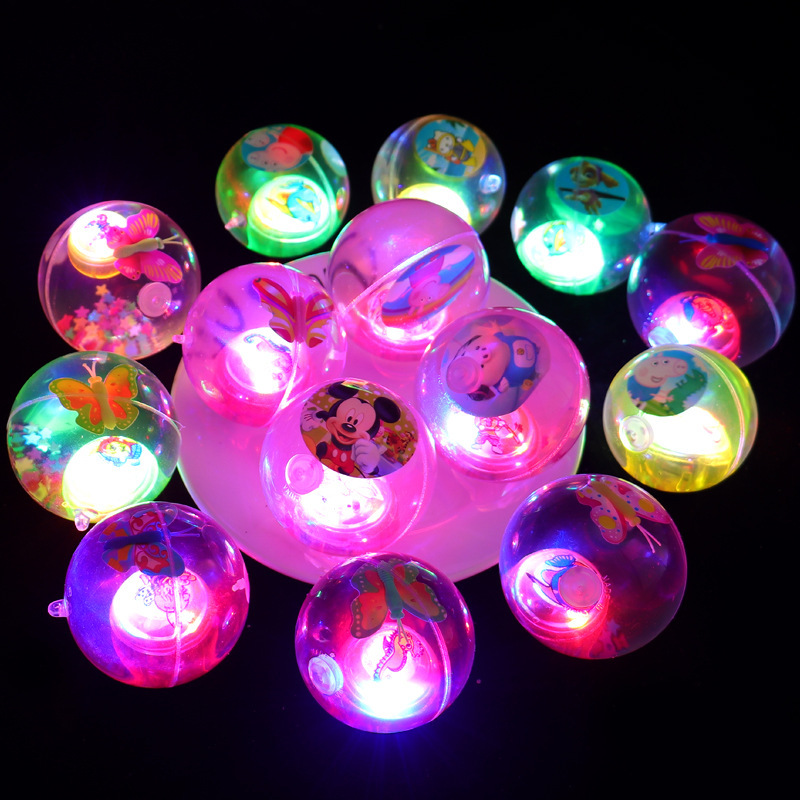 Luminous Crystal Ball Luminous Elastic Ball with Rope Jumping Ball Flash Children's Toys Market Night Stall Toys Wholesale