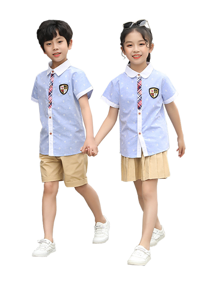 幼儿园园服 夏季 小学生班服一年级校服蓝色大班毕业照服六年级班