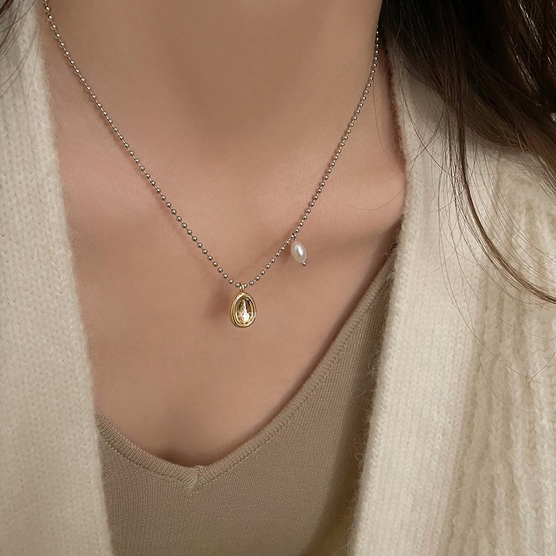 Simple Double Layer Twin Natural Pearl Necklace for Women Ins Cold Style Fashion Personalized Clavicle Chain All-Match High Sense