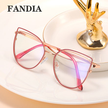 96002 欧美风新款防蓝光眼镜女士金属细框平光眼镜可配近视眼镜