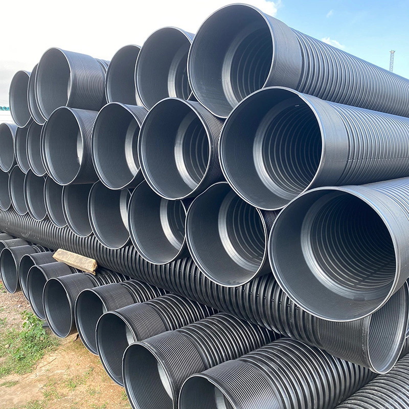 陕西西安 hdpe双壁波纹管黑色dn400雨水排水管 pe排污管 中财管道-阿