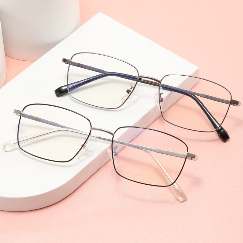 复古金属方形男士小框商务休闲眼镜框潮流防蓝光眼镜近视眼镜框男