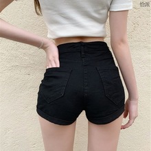 2023年韩版夏季牛仔短裤女学生高腰紧身弹力a字裤修身显瘦热裤子