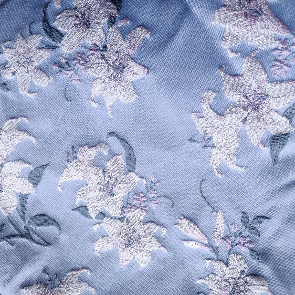 立体肌理百合花中国风复古提花面料色织连衣裙旗袍手包礼服布料