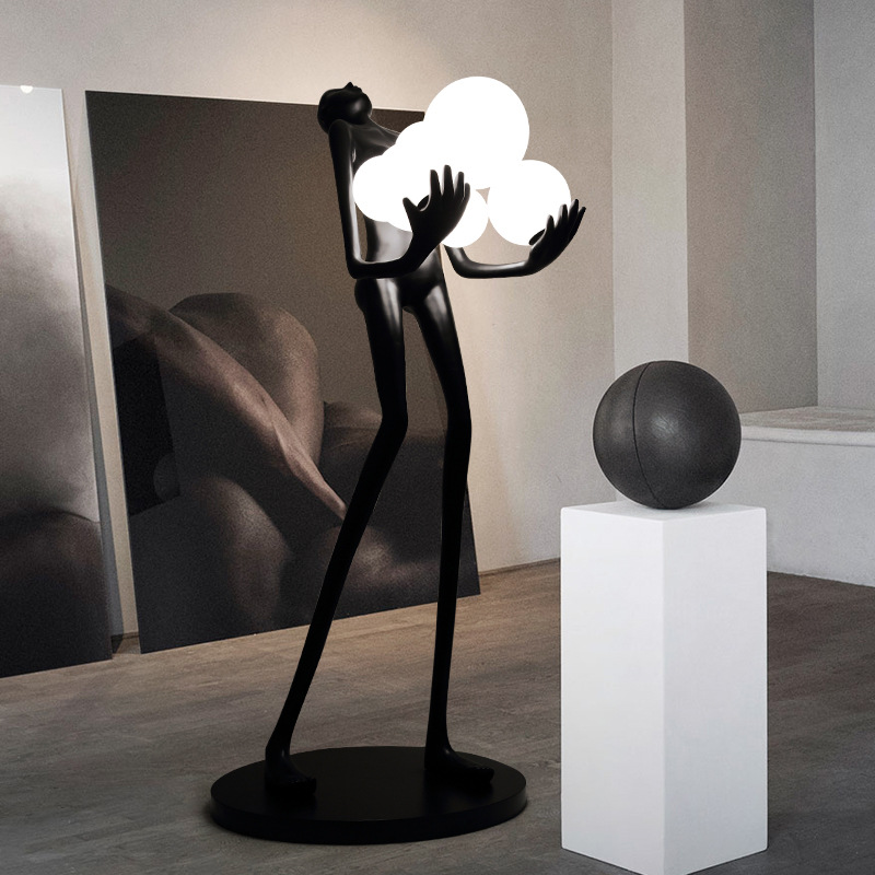 Humanoid Art Sculpture Ball Floor Lamp Designer Creative Large Human Body Floor Ornaments